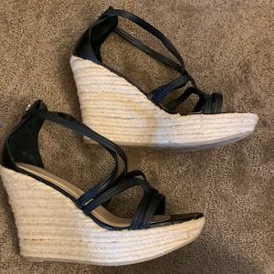 Woman’s Size 8 Nine West Black Wedges.  Gently used only 2 times.